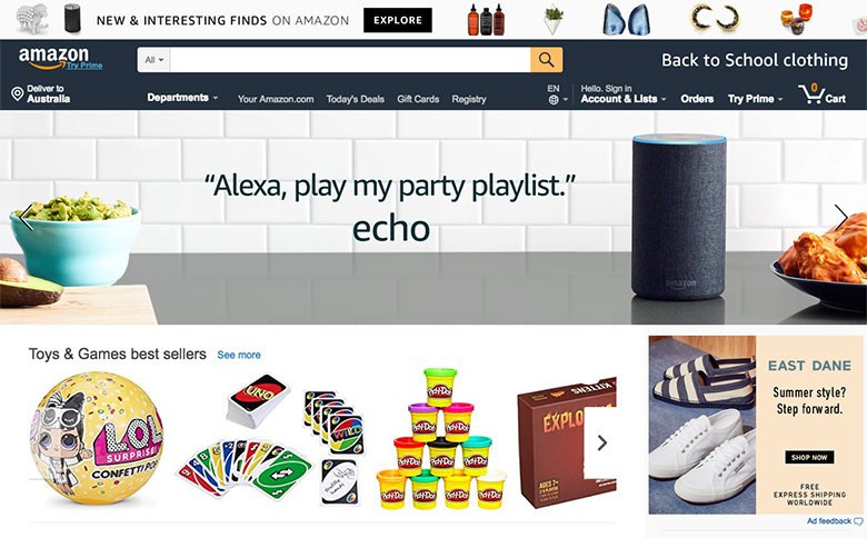 Amazon homepage slideshow