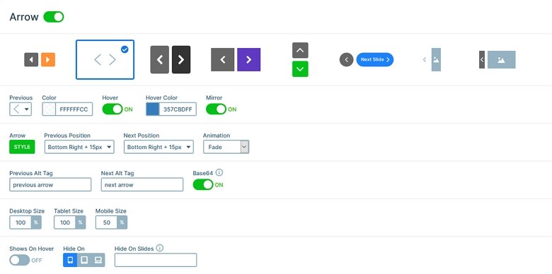 Smart Slider - Arrow Settings