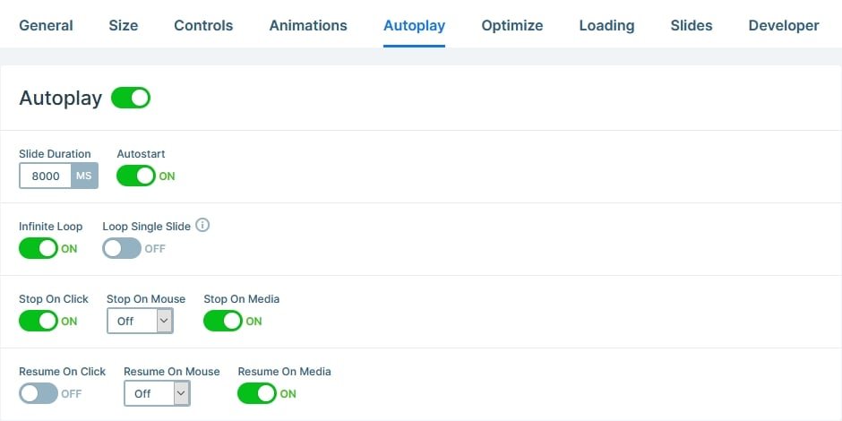 Autoplay settings in Smart Slider 3