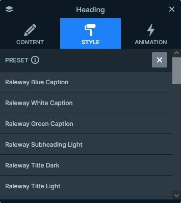 Presets at the Heading Layer