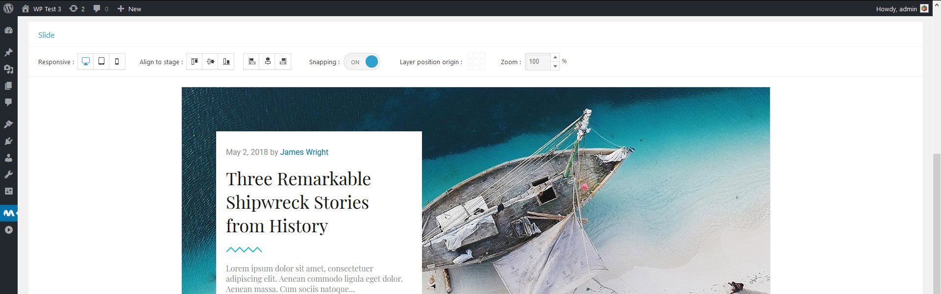 Slide Editor in Master Slider, a WordPress slider plugin