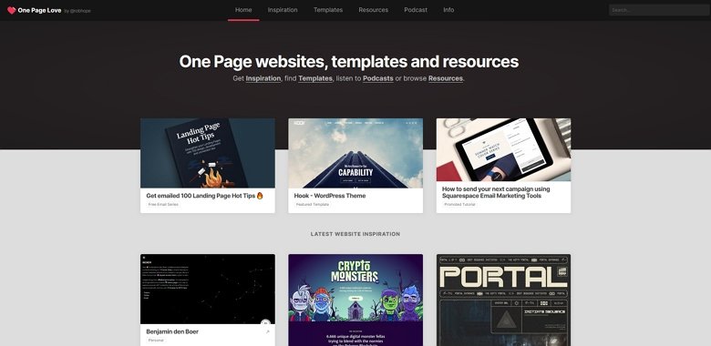 One Page Love design resource for sliders