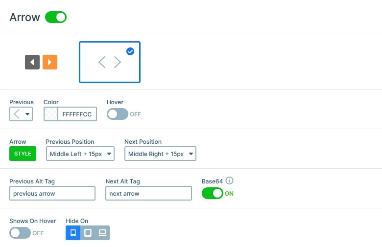 Smart Slider 3 Arrow Settings