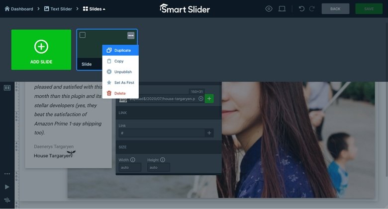 Smart Slider - Duplicate Slide