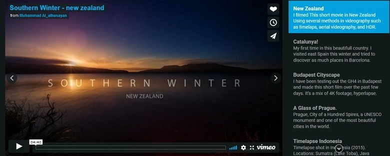 Vimeo slider with fade animation