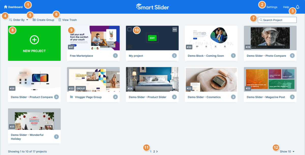 Smart Slider's Dashboard