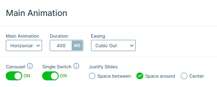 Main Animation settings in Smart Sldier