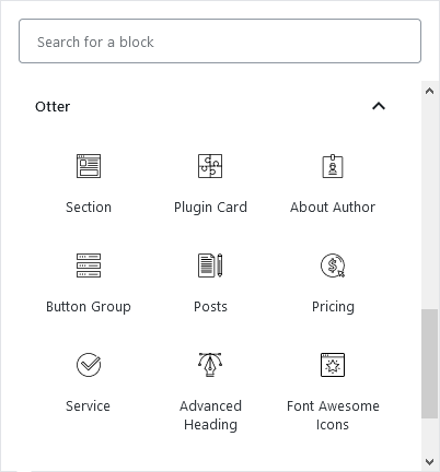 Some blocks Gutenberg Blocks and Template Library by Otter creates