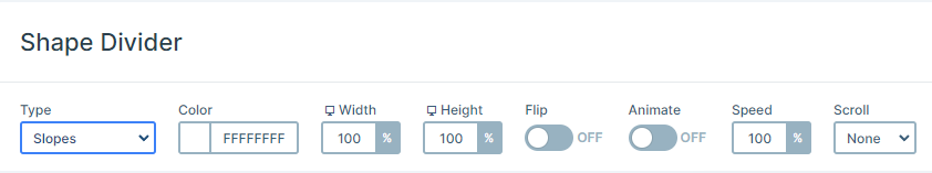 Shape Divider settings in Smart Slider.