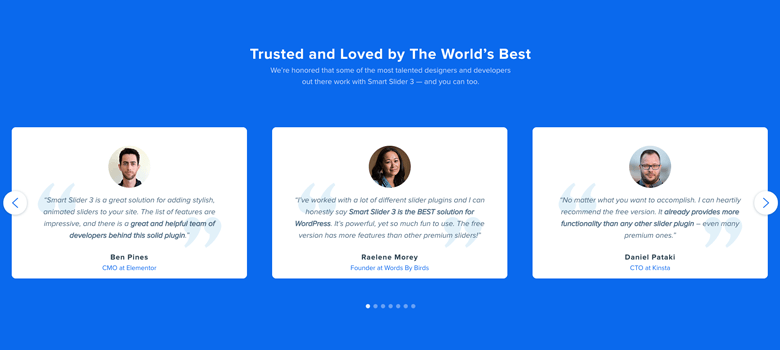 Testimonial slider in Smart Slider 3