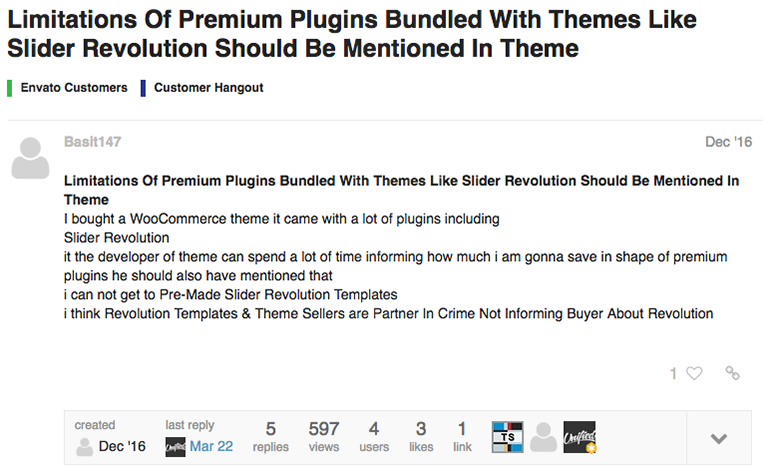 themeforest bundled plugins limitations